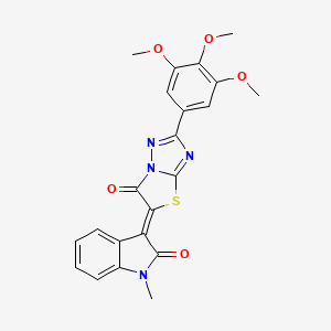 (3Z)-1-methyl-3-[6-oxo-2-(3,4,5-trimethoxyphenyl)[1,3]thiazolo[3,2-b][1,2,4]triazol-5(6H)-ylidene]-1,3-dihydro-2H-indol-2-one