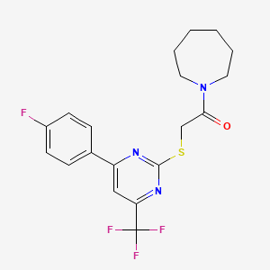 molecular formula C19H19F4N3OS B11582420 1-(Azepan-1-yl)-2-{[4-(4-fluorophenyl)-6-(trifluoromethyl)pyrimidin-2-yl]sulfanyl}ethanone 