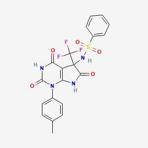 N-[1-(4-methylphenyl)-2,4,6-trioxo-5-(trifluoromethyl)-2,3,4,5,6,7-hexahydro-1H-pyrrolo[2,3-d]pyrimidin-5-yl]benzenesulfonamide