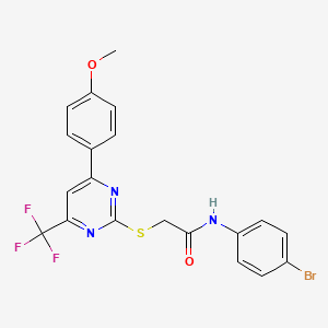 molecular formula C20H15BrF3N3O2S B11582442 N-(4-bromophenyl)-2-{[4-(4-methoxyphenyl)-6-(trifluoromethyl)pyrimidin-2-yl]sulfanyl}acetamide 