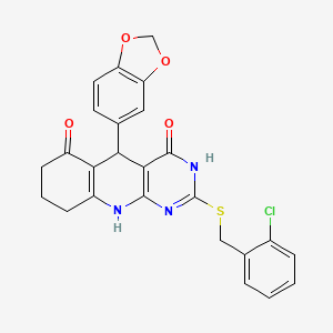 5-(1,3-benzodioxol-5-yl)-2-[(2-chlorobenzyl)sulfanyl]-5,8,9,10-tetrahydropyrimido[4,5-b]quinoline-4,6(3H,7H)-dione