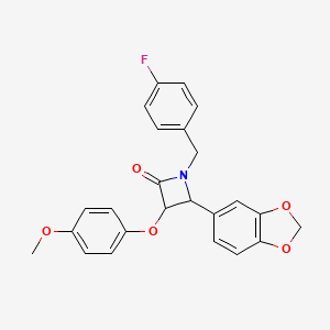 molecular formula C24H20FNO5 B11582506 4-(1,3-Benzodioxol-5-yl)-1-(4-fluorobenzyl)-3-(4-methoxyphenoxy)azetidin-2-one 