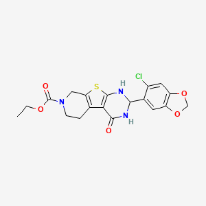 ethyl 5-(6-chloro-1,3-benzodioxol-5-yl)-3-oxo-8-thia-4,6,11-triazatricyclo[7.4.0.02,7]trideca-1(9),2(7)-diene-11-carboxylate