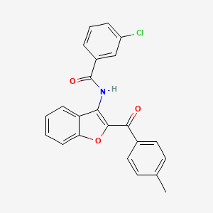 molecular formula C23H16ClNO3 B11582588 3-chloro-N-[2-(4-methylbenzoyl)-1-benzofuran-3-yl]benzamide 