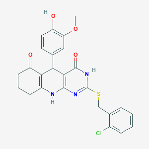 2-[(2-chlorobenzyl)sulfanyl]-5-(4-hydroxy-3-methoxyphenyl)-5,8,9,10-tetrahydropyrimido[4,5-b]quinoline-4,6(3H,7H)-dione