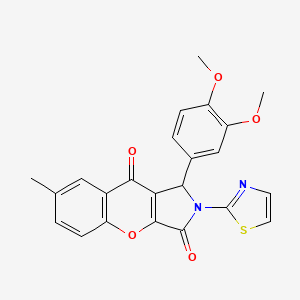 molecular formula C23H18N2O5S B11582704 1-(3,4-Dimethoxyphenyl)-7-methyl-2-(1,3-thiazol-2-yl)-1,2-dihydrochromeno[2,3-c]pyrrole-3,9-dione 