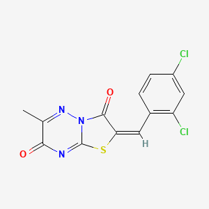 molecular formula C13H7Cl2N3O2S B11582742 (2E)-2-(2,4-dichlorobenzylidene)-6-methyl-7H-[1,3]thiazolo[3,2-b][1,2,4]triazine-3,7(2H)-dione 