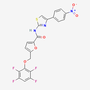 N-[4-(4-nitrophenyl)-1,3-thiazol-2-yl]-5-[(2,3,5,6-tetrafluorophenoxy)methyl]furan-2-carboxamide