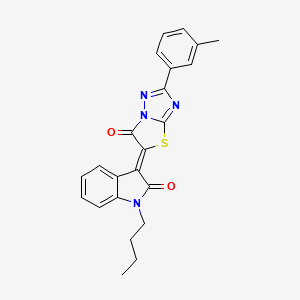 molecular formula C23H20N4O2S B11582768 (3Z)-1-butyl-3-[2-(3-methylphenyl)-6-oxo[1,3]thiazolo[3,2-b][1,2,4]triazol-5(6H)-ylidene]-1,3-dihydro-2H-indol-2-one 