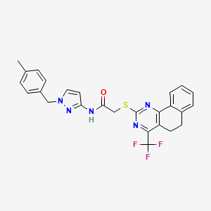 molecular formula C26H22F3N5OS B11582783 N-[1-(4-methylbenzyl)-1H-pyrazol-3-yl]-2-{[4-(trifluoromethyl)-5,6-dihydrobenzo[h]quinazolin-2-yl]sulfanyl}acetamide 