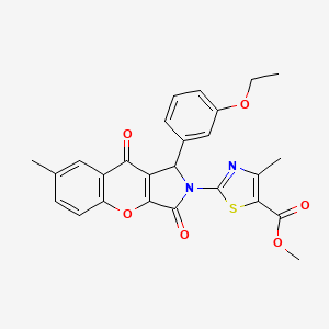 molecular formula C26H22N2O6S B11582801 methyl 2-[1-(3-ethoxyphenyl)-7-methyl-3,9-dioxo-3,9-dihydrochromeno[2,3-c]pyrrol-2(1H)-yl]-4-methyl-1,3-thiazole-5-carboxylate 