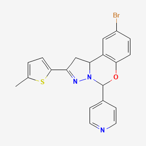 molecular formula C20H16BrN3OS B11582826 9-Bromo-2-(5-methylthiophen-2-yl)-5-(pyridin-4-yl)-1,10b-dihydropyrazolo[1,5-c][1,3]benzoxazine 