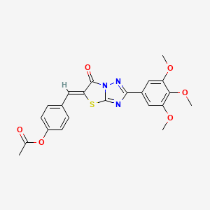 4-{(Z)-[6-oxo-2-(3,4,5-trimethoxyphenyl)[1,3]thiazolo[3,2-b][1,2,4]triazol-5(6H)-ylidene]methyl}phenyl acetate