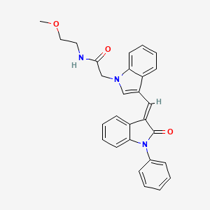 molecular formula C28H25N3O3 B11582909 N-(2-methoxyethyl)-2-{3-[(E)-(2-oxo-1-phenyl-1,2-dihydro-3H-indol-3-ylidene)methyl]-1H-indol-1-yl}acetamide 