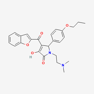 molecular formula C26H28N2O5 B11582910 4-(1-benzofuran-2-ylcarbonyl)-1-[2-(dimethylamino)ethyl]-3-hydroxy-5-(4-propoxyphenyl)-1,5-dihydro-2H-pyrrol-2-one 