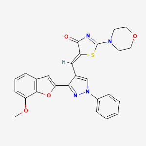 molecular formula C26H22N4O4S B11582969 (5Z)-5-{[3-(7-methoxy-1-benzofuran-2-yl)-1-phenyl-1H-pyrazol-4-yl]methylidene}-2-(morpholin-4-yl)-1,3-thiazol-4(5H)-one 