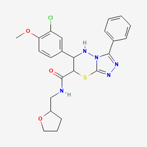 molecular formula C23H24ClN5O3S B11582976 6-(3-chloro-4-methoxyphenyl)-3-phenyl-N-(tetrahydrofuran-2-ylmethyl)-6,7-dihydro-5H-[1,2,4]triazolo[3,4-b][1,3,4]thiadiazine-7-carboxamide 