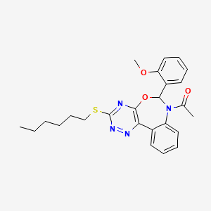 1-[3-(hexylsulfanyl)-6-(2-methoxyphenyl)[1,2,4]triazino[5,6-d][3,1]benzoxazepin-7(6H)-yl]ethanone