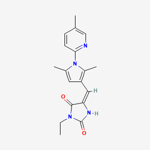 (5E)-5-{[2,5-dimethyl-1-(5-methylpyridin-2-yl)-1H-pyrrol-3-yl]methylidene}-3-ethylimidazolidine-2,4-dione