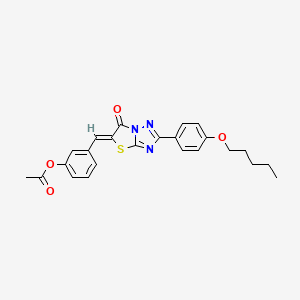 molecular formula C24H23N3O4S B11583023 3-[(Z)-{6-oxo-2-[4-(pentyloxy)phenyl][1,3]thiazolo[3,2-b][1,2,4]triazol-5(6H)-ylidene}methyl]phenyl acetate 