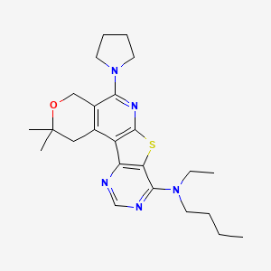 N-butyl-N-ethyl-4,4-dimethyl-8-pyrrolidin-1-yl-5-oxa-11-thia-9,14,16-triazatetracyclo[8.7.0.02,7.012,17]heptadeca-1(10),2(7),8,12(17),13,15-hexaen-13-amine