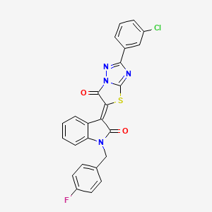 (3Z)-3-[2-(3-chlorophenyl)-6-oxo[1,3]thiazolo[3,2-b][1,2,4]triazol-5(6H)-ylidene]-1-(4-fluorobenzyl)-1,3-dihydro-2H-indol-2-one