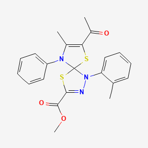 Methyl 7-acetyl-8-methyl-1-(2-methylphenyl)-9-phenyl-4,6-dithia-1,2,9-triazaspiro[4.4]nona-2,7-diene-3-carboxylate