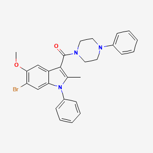 molecular formula C27H26BrN3O2 B11583158 (6-bromo-5-methoxy-2-methyl-1-phenyl-1H-indol-3-yl)(4-phenylpiperazin-1-yl)methanone 