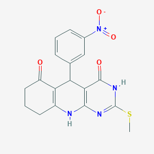 2-(methylsulfanyl)-5-(3-nitrophenyl)-5,8,9,10-tetrahydropyrimido[4,5-b]quinoline-4,6(3H,7H)-dione