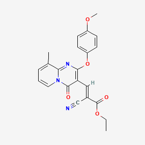 ethyl (2E)-2-cyano-3-[2-(4-methoxyphenoxy)-9-methyl-4-oxo-4H-pyrido[1,2-a]pyrimidin-3-yl]prop-2-enoate