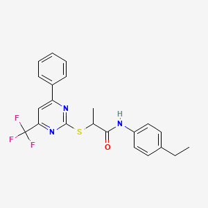 molecular formula C22H20F3N3OS B11583193 N-(4-ethylphenyl)-2-{[4-phenyl-6-(trifluoromethyl)pyrimidin-2-yl]sulfanyl}propanamide 