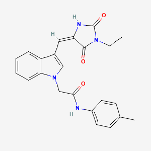 molecular formula C23H22N4O3 B11583236 2-{3-[(E)-(1-ethyl-2,5-dioxoimidazolidin-4-ylidene)methyl]-1H-indol-1-yl}-N-(4-methylphenyl)acetamide 