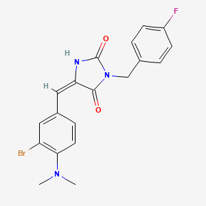 molecular formula C19H17BrFN3O2 B11583243 (5E)-5-[3-bromo-4-(dimethylamino)benzylidene]-3-(4-fluorobenzyl)imidazolidine-2,4-dione 