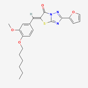 molecular formula C22H23N3O4S B11583265 (5Z)-2-(furan-2-yl)-5-[4-(hexyloxy)-3-methoxybenzylidene][1,3]thiazolo[3,2-b][1,2,4]triazol-6(5H)-one 