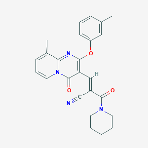 (2E)-3-[9-methyl-2-(3-methylphenoxy)-4-oxo-4H-pyrido[1,2-a]pyrimidin-3-yl]-2-(piperidin-1-ylcarbonyl)prop-2-enenitrile