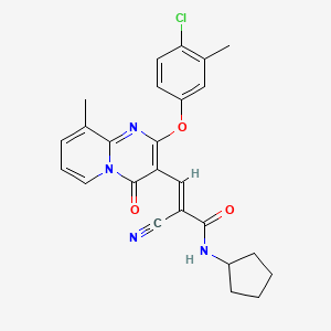 (2E)-3-[2-(4-chloro-3-methylphenoxy)-9-methyl-4-oxo-4H-pyrido[1,2-a]pyrimidin-3-yl]-2-cyano-N-cyclopentylprop-2-enamide