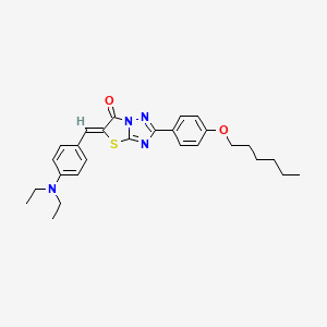 molecular formula C27H32N4O2S B11583287 (5Z)-5-[4-(diethylamino)benzylidene]-2-[4-(hexyloxy)phenyl][1,3]thiazolo[3,2-b][1,2,4]triazol-6(5H)-one 