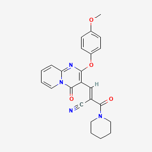 (2E)-3-[2-(4-methoxyphenoxy)-4-oxo-4H-pyrido[1,2-a]pyrimidin-3-yl]-2-(piperidin-1-ylcarbonyl)prop-2-enenitrile