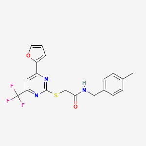 2-{[4-(furan-2-yl)-6-(trifluoromethyl)pyrimidin-2-yl]sulfanyl}-N-(4-methylbenzyl)acetamide