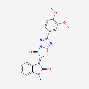 molecular formula C21H16N4O4S B11583447 (3Z)-3-[2-(3,4-dimethoxyphenyl)-6-oxo[1,3]thiazolo[3,2-b][1,2,4]triazol-5(6H)-ylidene]-1-methyl-1,3-dihydro-2H-indol-2-one 