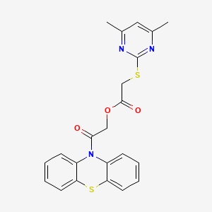 molecular formula C22H19N3O3S2 B11583474 2-oxo-2-(10H-phenothiazin-10-yl)ethyl [(4,6-dimethylpyrimidin-2-yl)sulfanyl]acetate 