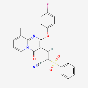 (2E)-3-[2-(4-fluorophenoxy)-9-methyl-4-oxo-4H-pyrido[1,2-a]pyrimidin-3-yl]-2-(phenylsulfonyl)prop-2-enenitrile