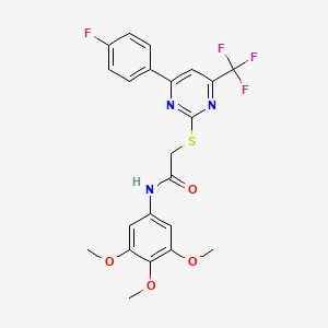 2-{[4-(4-fluorophenyl)-6-(trifluoromethyl)pyrimidin-2-yl]sulfanyl}-N-(3,4,5-trimethoxyphenyl)acetamide