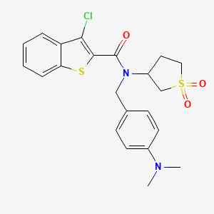 molecular formula C22H23ClN2O3S2 B11583549 3-chloro-N-[4-(dimethylamino)benzyl]-N-(1,1-dioxidotetrahydrothiophen-3-yl)-1-benzothiophene-2-carboxamide 