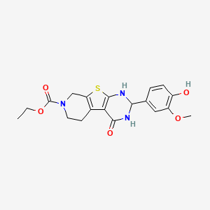 ethyl 5-(4-hydroxy-3-methoxyphenyl)-3-oxo-8-thia-4,6,11-triazatricyclo[7.4.0.02,7]trideca-1(9),2(7)-diene-11-carboxylate