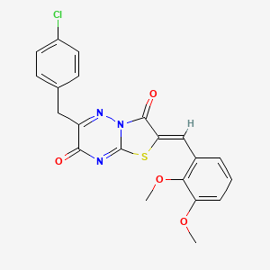 molecular formula C21H16ClN3O4S B11583620 (2Z)-6-(4-chlorobenzyl)-2-(2,3-dimethoxybenzylidene)-7H-[1,3]thiazolo[3,2-b][1,2,4]triazine-3,7(2H)-dione 