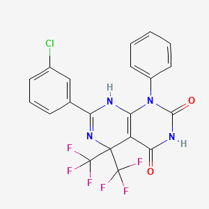 molecular formula C20H11ClF6N4O2 B11583621 7-(3-chlorophenyl)-4-hydroxy-1-phenyl-5,5-bis(trifluoromethyl)-5,8-dihydropyrimido[4,5-d]pyrimidin-2(1H)-one 