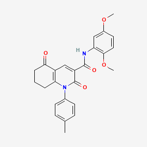 molecular formula C25H24N2O5 B11583625 N-(2,5-dimethoxyphenyl)-1-(4-methylphenyl)-2,5-dioxo-1,2,5,6,7,8-hexahydroquinoline-3-carboxamide 