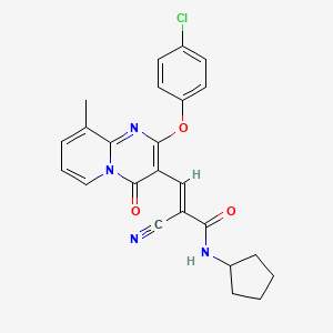 (2E)-3-[2-(4-chlorophenoxy)-9-methyl-4-oxo-4H-pyrido[1,2-a]pyrimidin-3-yl]-2-cyano-N-cyclopentylprop-2-enamide