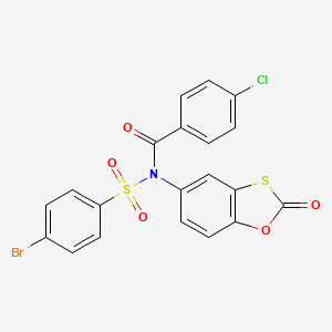 N-[(4-bromophenyl)sulfonyl]-4-chloro-N-(2-oxo-1,3-benzoxathiol-5-yl)benzamide